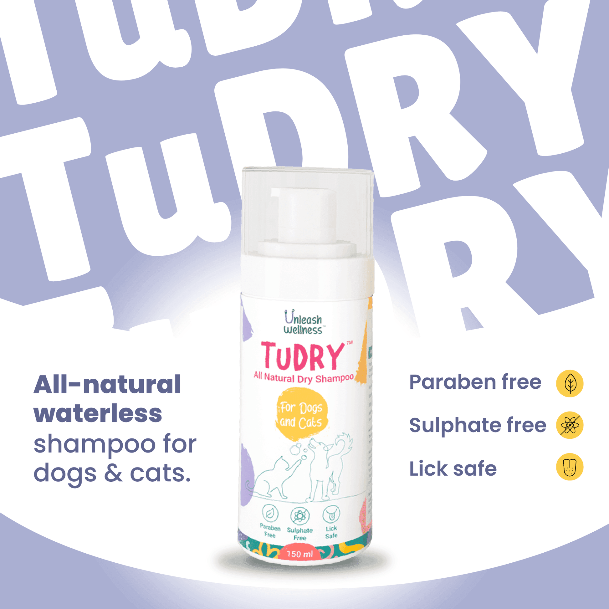 Free TuDRY - Natural Dry Bath Shampoo (150 ml) - Unleash Wellness