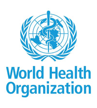 World Health Organization logo with blue emblem and text on a white background