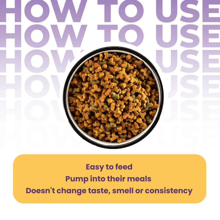 NO RUFF® omega 3 for dogs by Unleash Wellness boosts coat health and reduces shedding—easy pump formula for dog skin supplement needs.