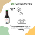 Unleash Wellness ELIVIR natural liver tonic for dogs, easy-admin dog supplement promoting pet wellness with measuring cap.