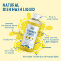 Unleash Wellness pet-safe dish wash liquid in lime scent, natural ingredients for dog health product and home wellness, cruelty-free and eco-friendly.